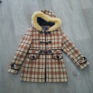 Vintage Burberry Plaid Fall Pea Coat Size S
